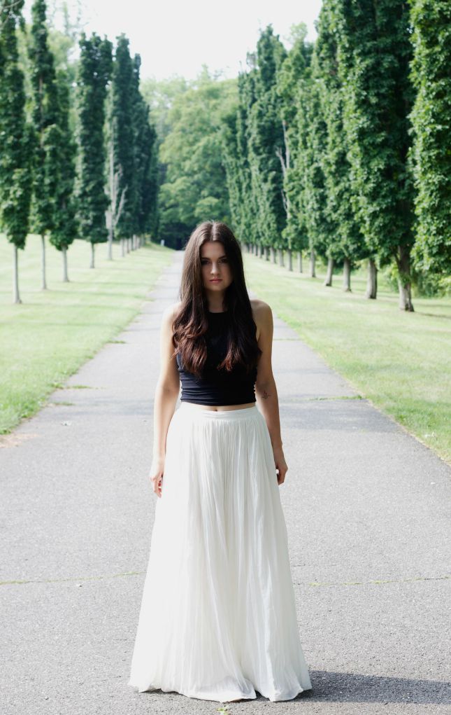 white maxi skirt set